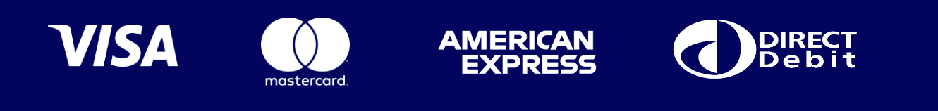 Visa and american express logos on a blue background