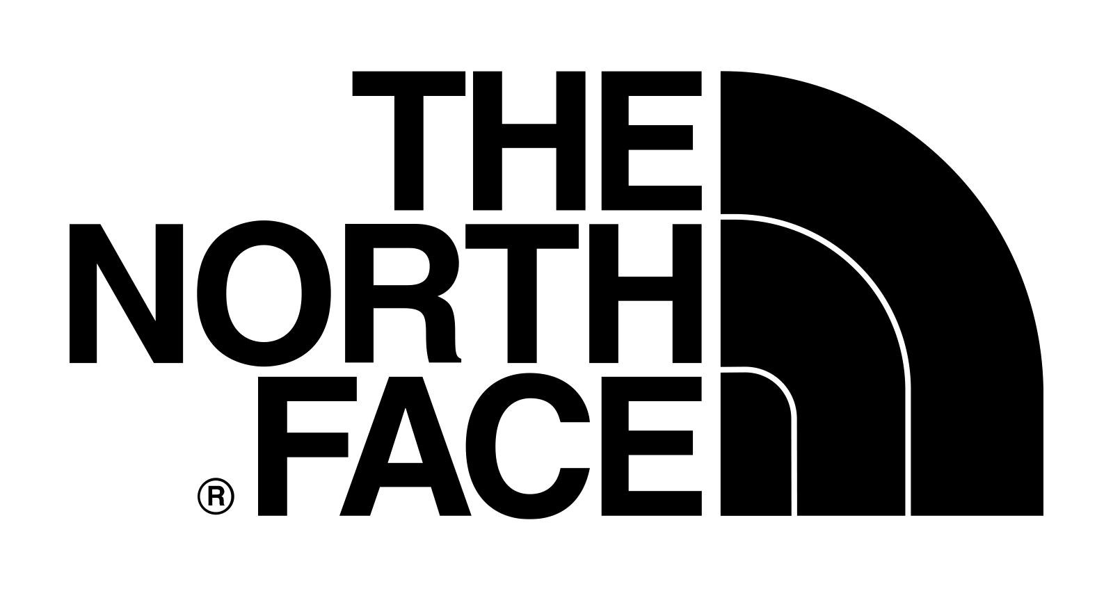 A black and white logo for the north face on a white background.