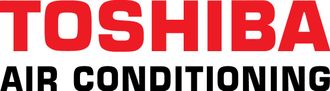 The toshiba air conditioning logo is red and black on a white background.