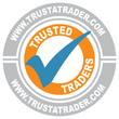 A sticker that says trusted traders on it