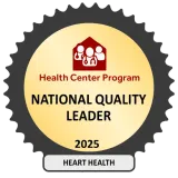 National Quality Leader seal for Health Center Program, 2025. Awarded for heart health.
