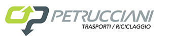a logo for petrucciani trasporti / riciclaggio with an arrow pointing down