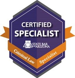 A badge that says certified specialist criminal law specialist