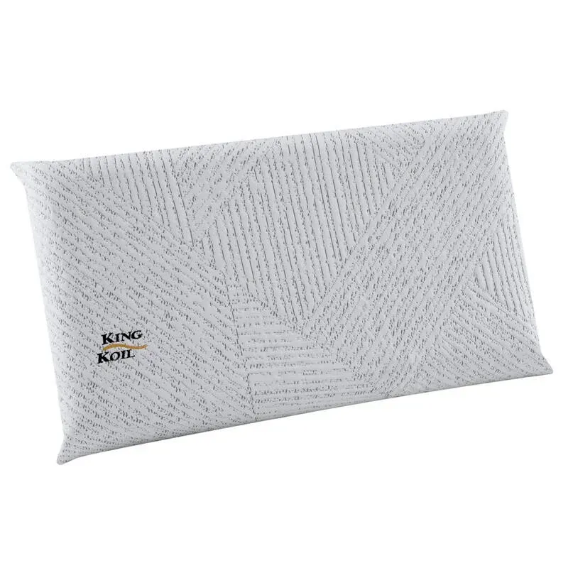 Cojín King Koil con estampado blanco.