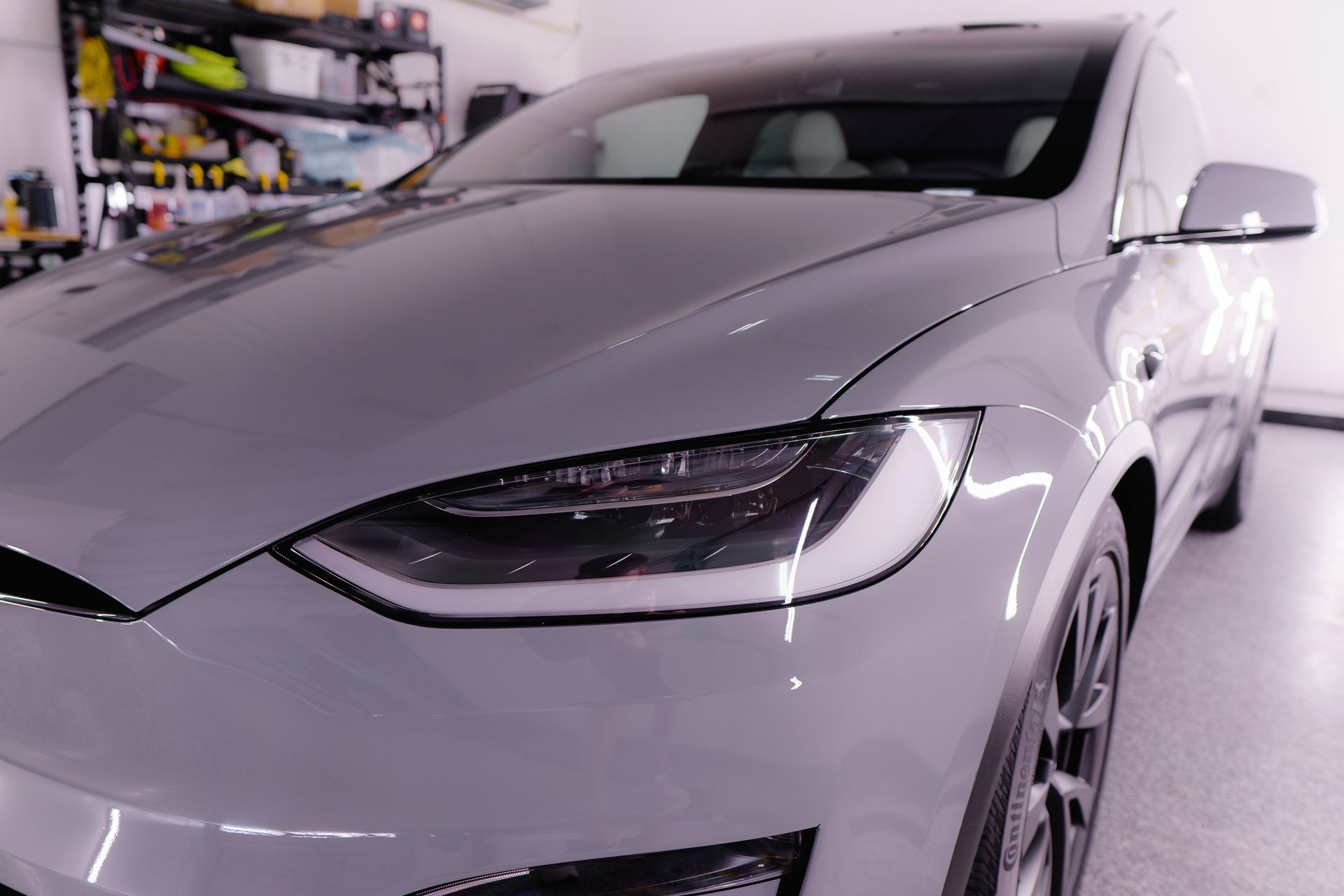 Tesla Model X getting color change paint protection film application and ceramic coating installed
