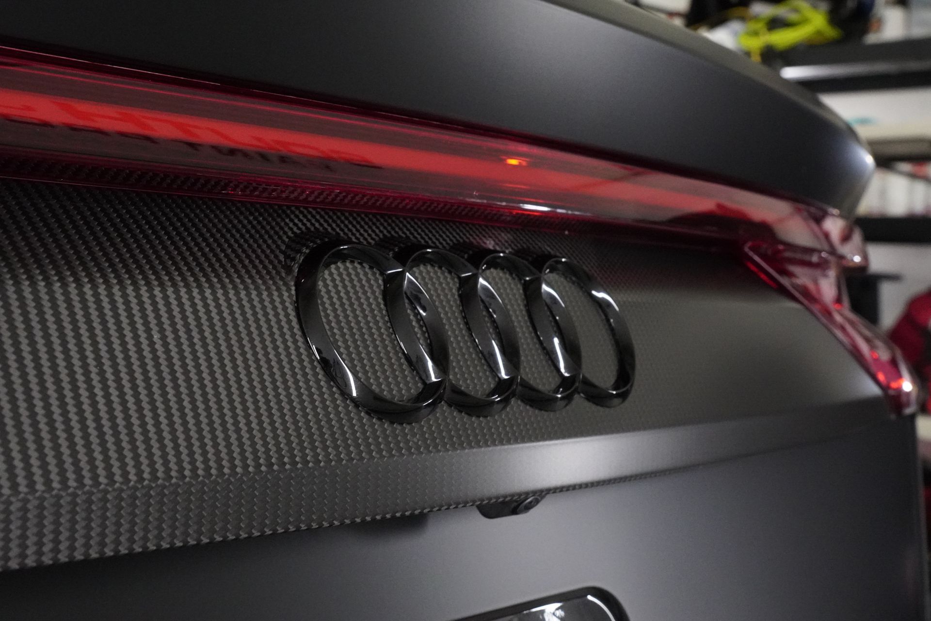 A close up of the rear end of an audi car.