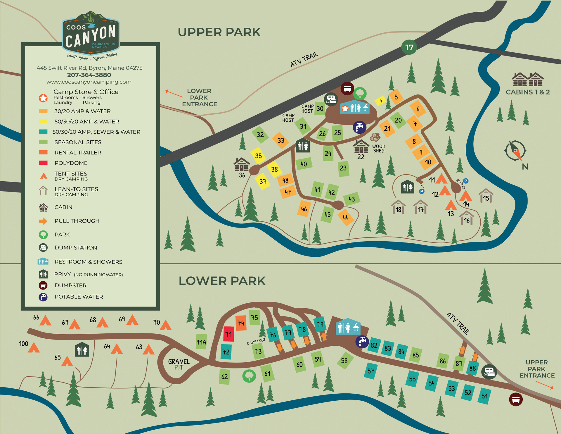 A map of upper park and lower park