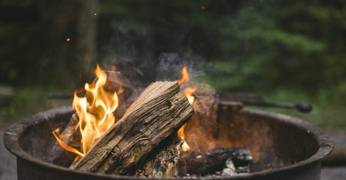 Close up of a campfire in a campfire pit.