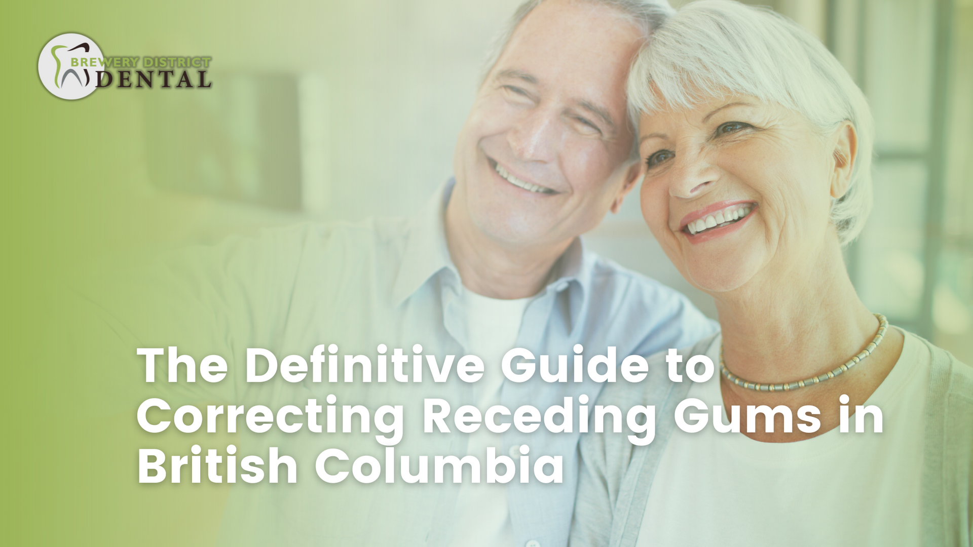 Mature couple taking a selfie with title The Definitive Guide to Correcting Receding Gums in British