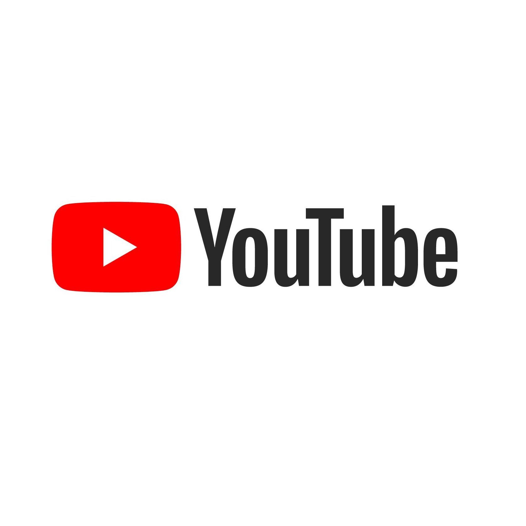 The youtube logo is red and black on a white background.