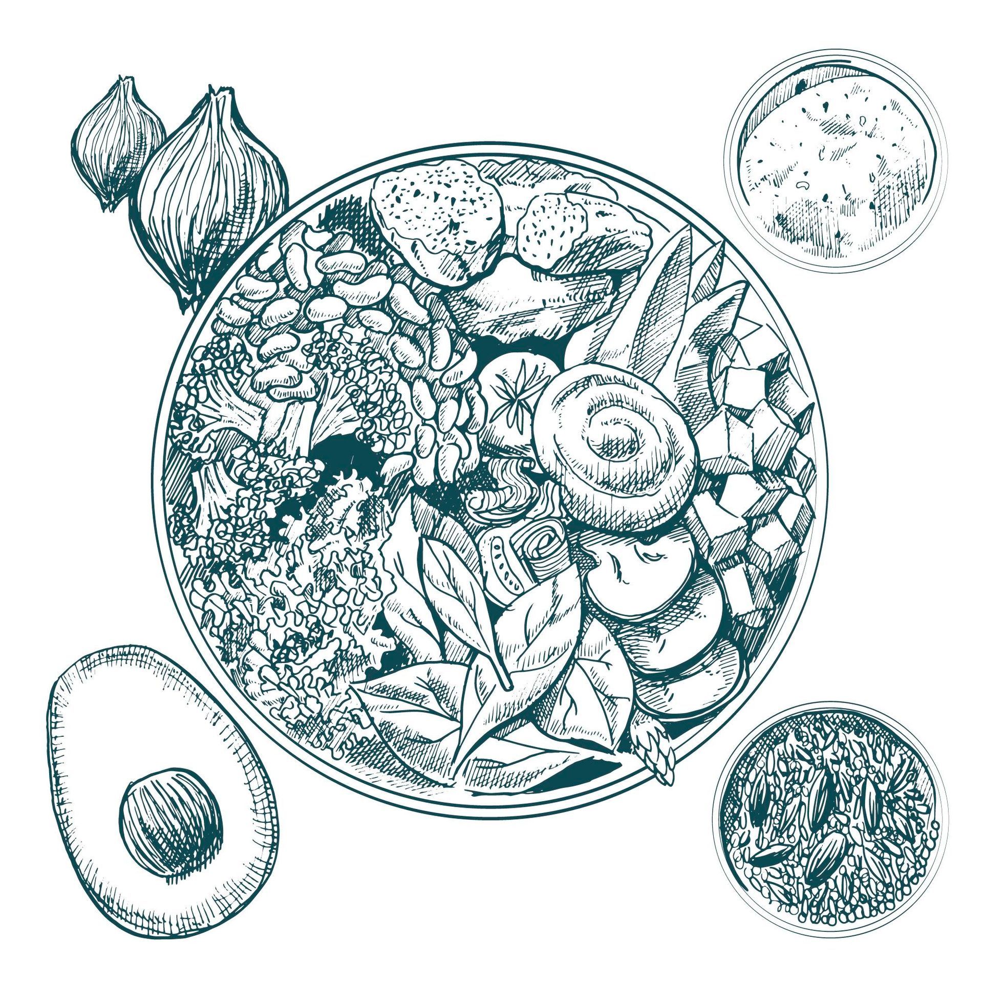 Overhead View of A Healthy Bowl with Avocado — Mod Thai Shoal Bay In Nelson Bay, NSW