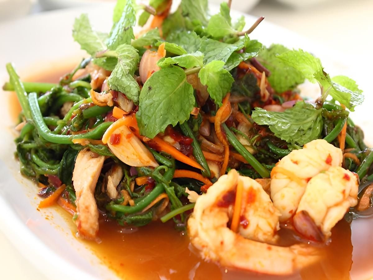 A Close Up Of A Plate Of Food With Shrimp And Vegetables — Mod Thai Nelson Bay In Nelson Bay, NSW