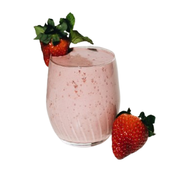Strawberry Smoothie in A Glass, Garnished with Fresh Strawberries — Mod Thai Shoal Bay In Shoal Bay, NSW