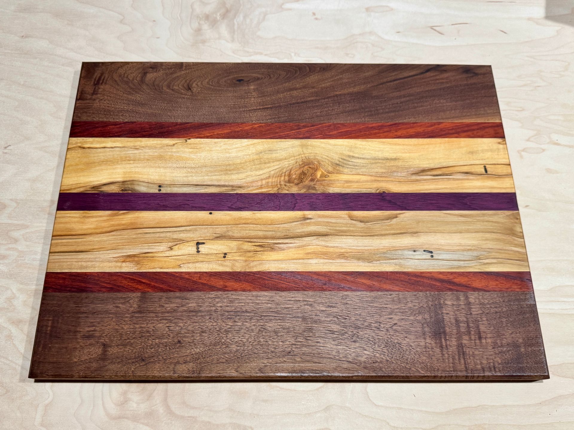 Cutting Board- Black Walnut, Maple, Purple Heart & Padauk