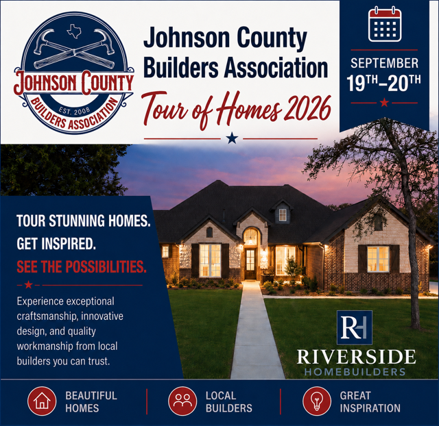 Johnson County Builders Association Tour of Homes 2026 ad with house photo, Sept. 19-20, Riverside Homes