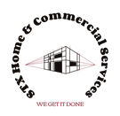 STX Home & Commercial Services logo: a building with angled lines, black text, 