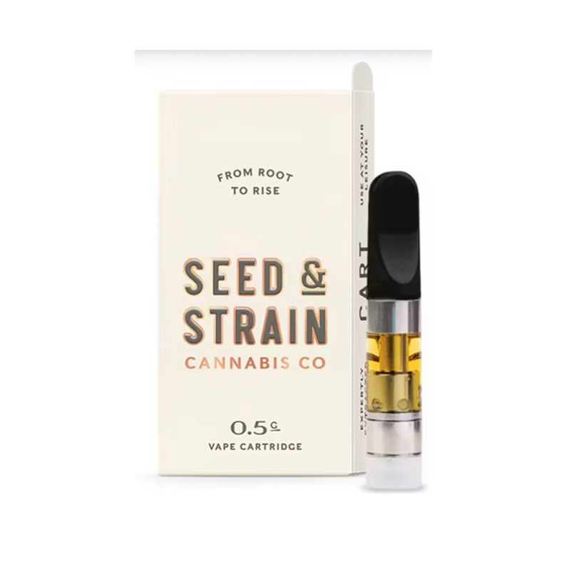 Seed & Strain Cannabis Co. 0.5g Vape Cartridge with packaging