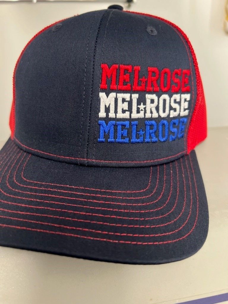 A baseball cap that says melrose melrose melrose