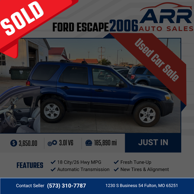 2010 Ford Escape for sale at ARR Auto Sales for $4,997 with 153,188 miles. Contact: (573) 310-7787.