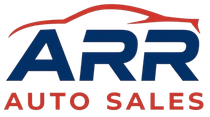 The ARR Auto Sales logo, featuring the navy blue letters 