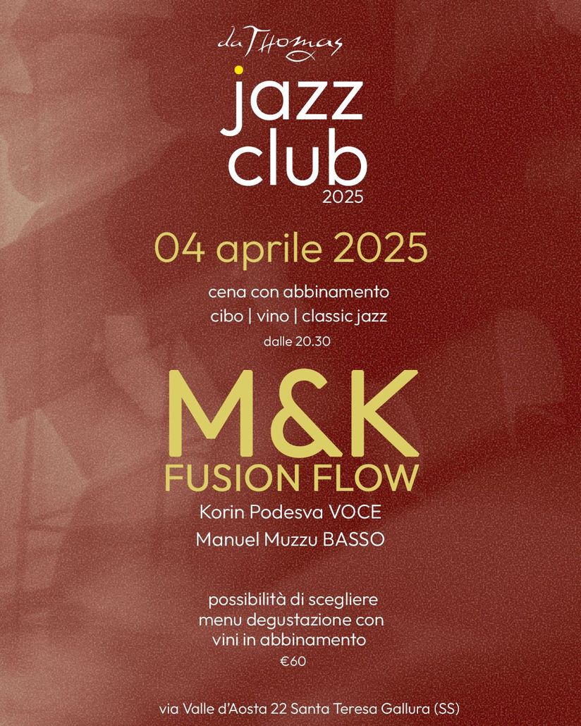 Venerdì 04 Aprile 
Manuel Muzzu BASSO e Korin Podesva  VOCE
inizio serata alle 20.30