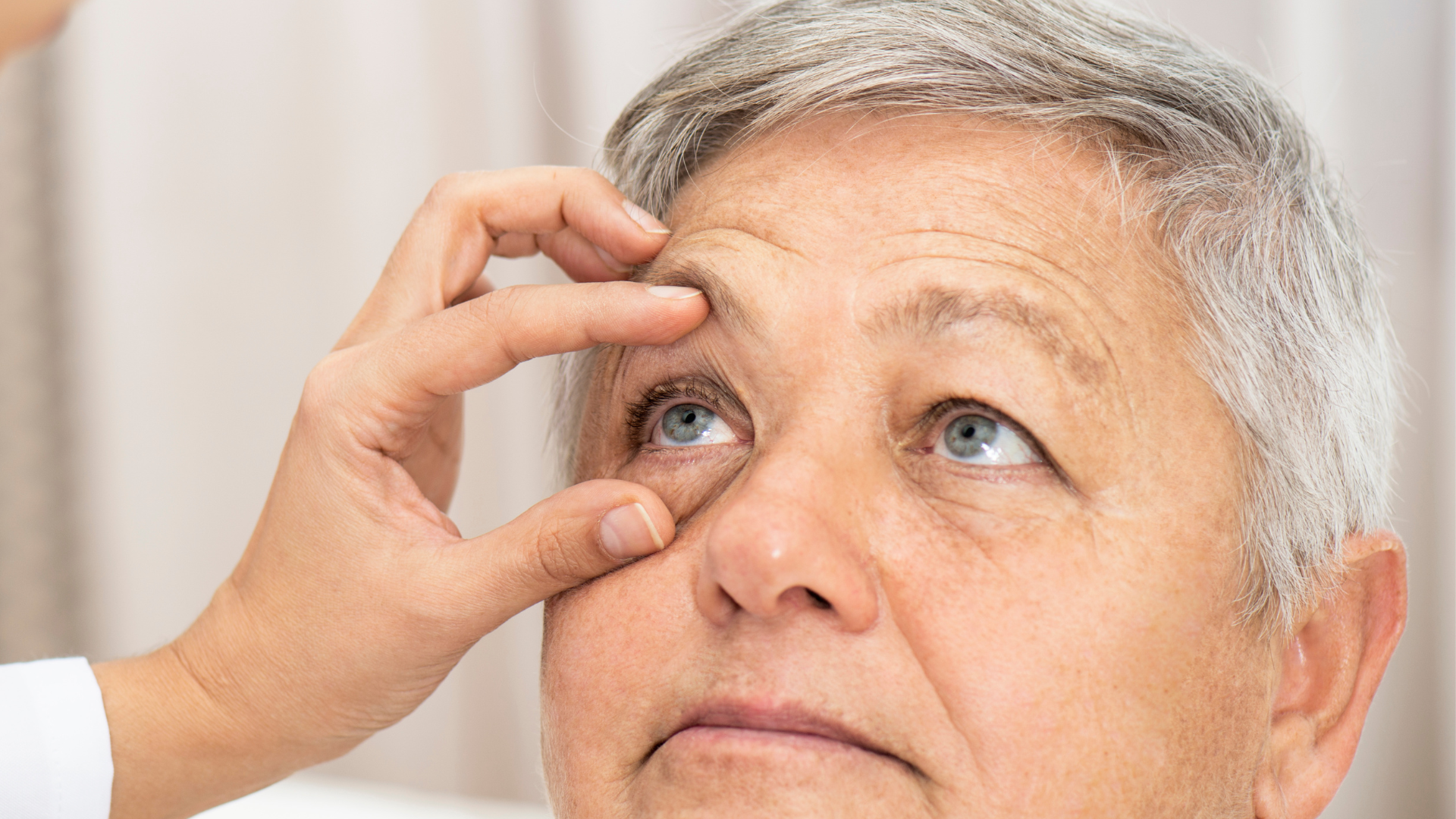 eye exam on elderly patient