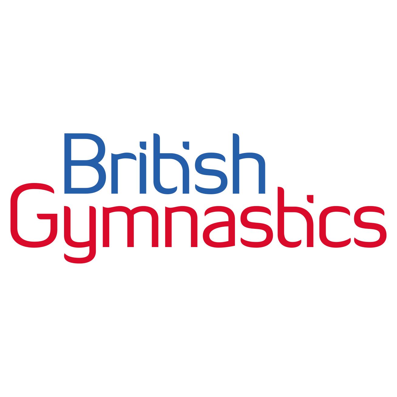 The logo for british gymnastics is blue and red on a white background.