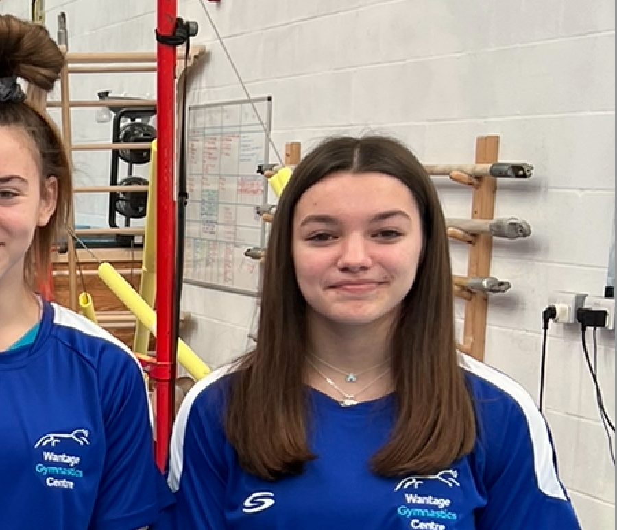 Two girls wearing blue shirts with the letter s on them