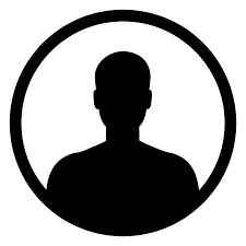 A silhouette of a man in a circle on a white background.