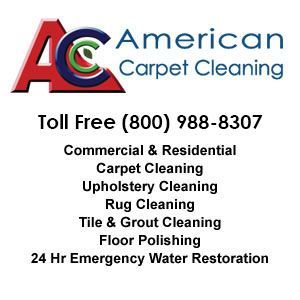 An ad for american carpet cleaning says toll free