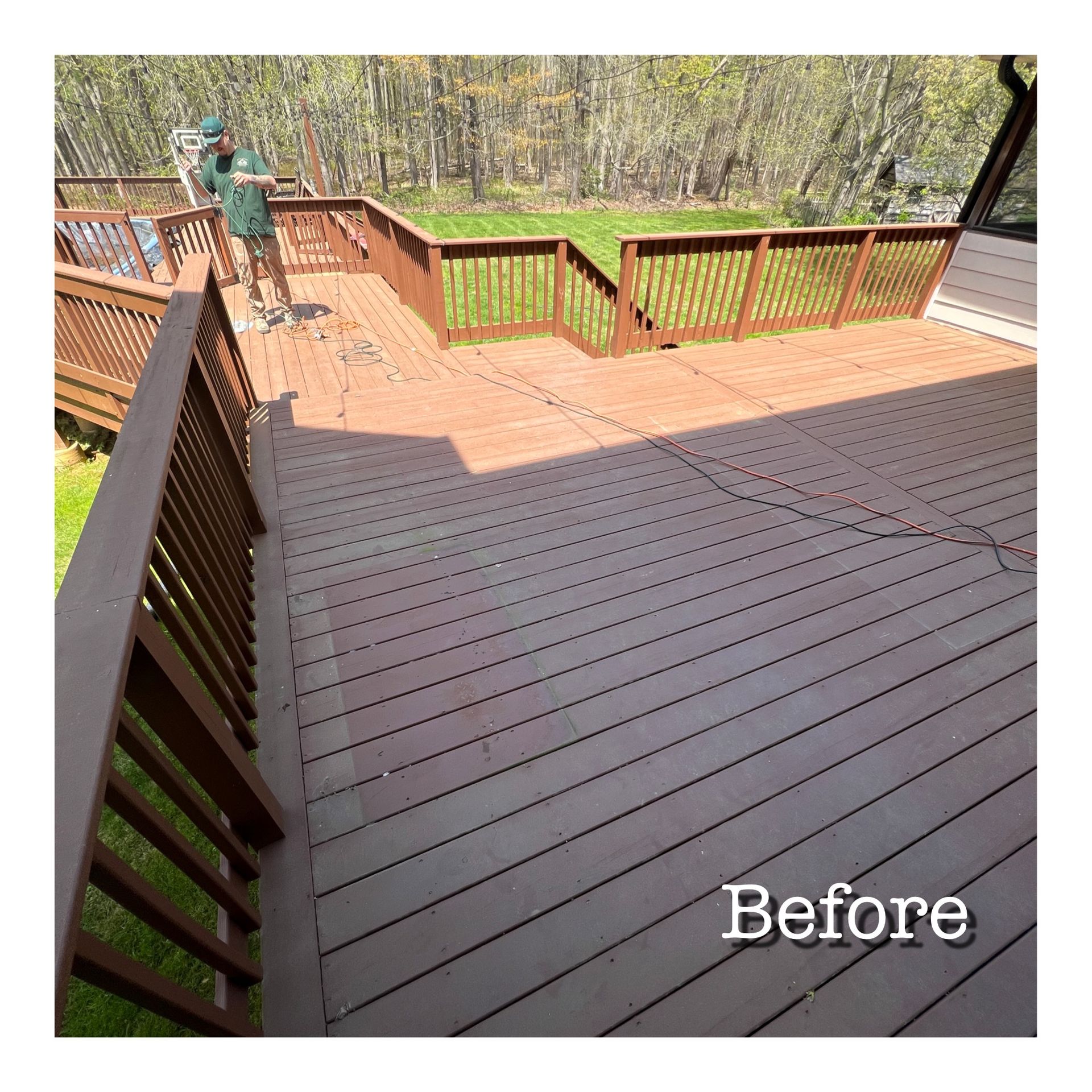 A picture of a deck before being painted