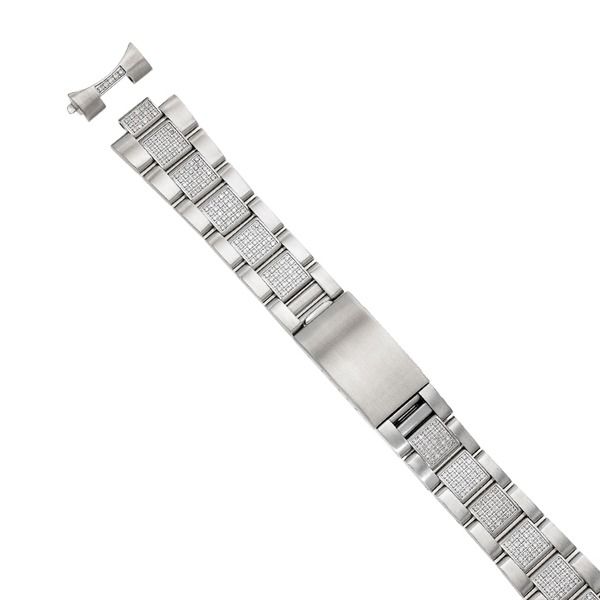 Silver metal watch bracelet with a clasp, isolated on a white background