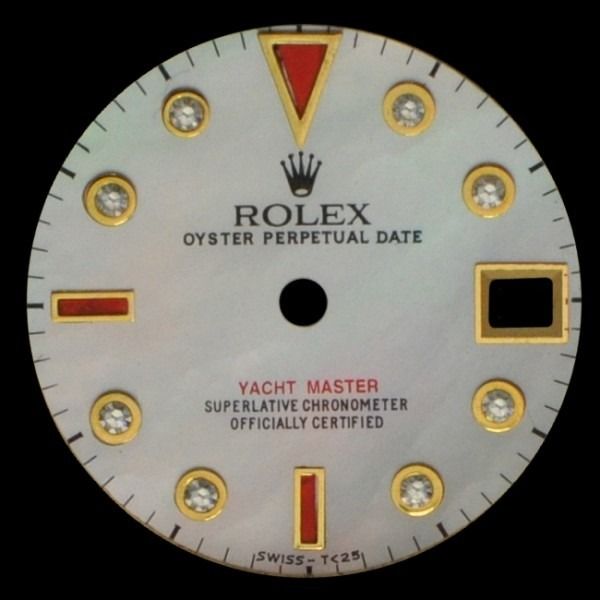 Rolex Oyster Perpetual Date watch dial, white with gold markers and black date window