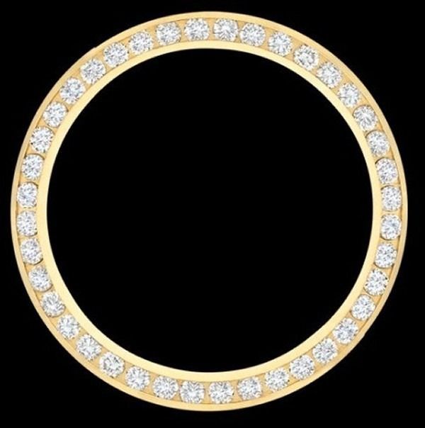 Gold and diamond circular ring on a black background