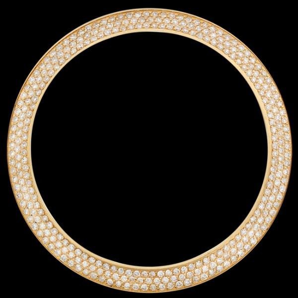 Gold beaded circular frame on a black background