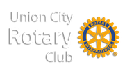 Union City Rotary Club logo with text and a gear symbol.