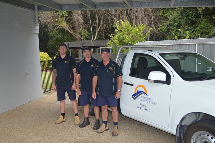 Suncoast Termite & Pest Control Technicians in Front of White Ute | Pest Control Company Sunshine Coast