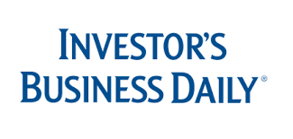 The logo for investor 's business daily is blue and white.