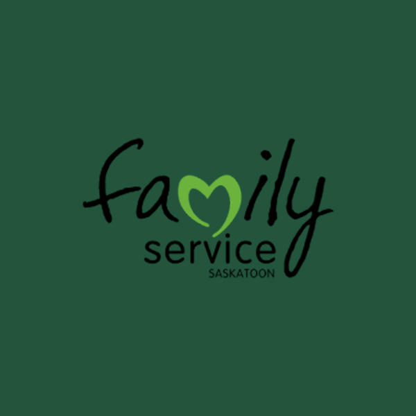 Green logo for Family Service Saskatoon with a heart-shaped