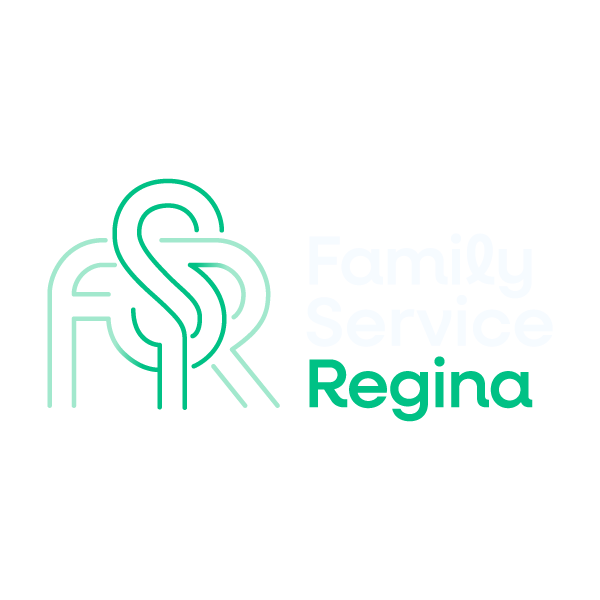 Logo for Family Service Regina, featuring green intertwined letters FSR with 