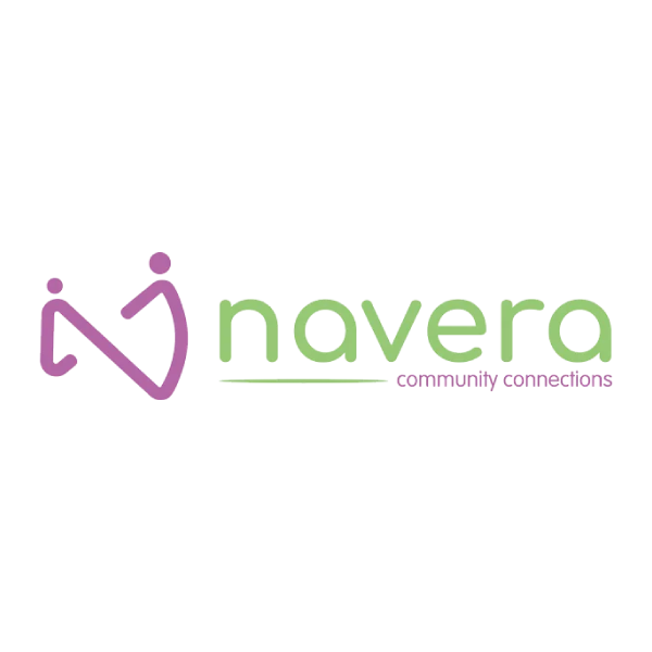 Logo for Navera Community Connections: purple figure icon, green text, and a tagline.