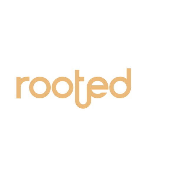 Rooted Connections logo, light version for dark backgrounds.