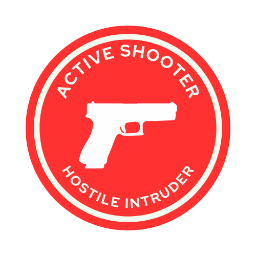 A first aid emergency sign with a white cross in a red circle