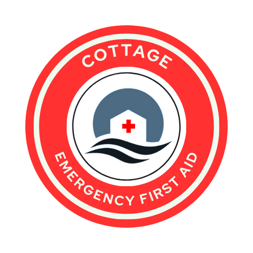 A first aid emergency sign with a white cross in a red circle