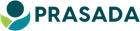 The logo for prasada is blue and green with a circle in the middle.
