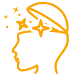A drawing of a person 's head with stars coming out of it.