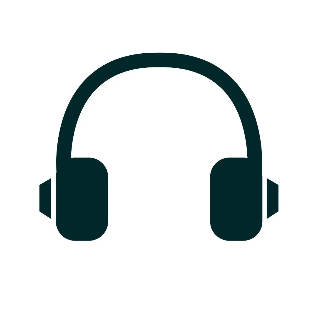 A pair of headphones on a white background.