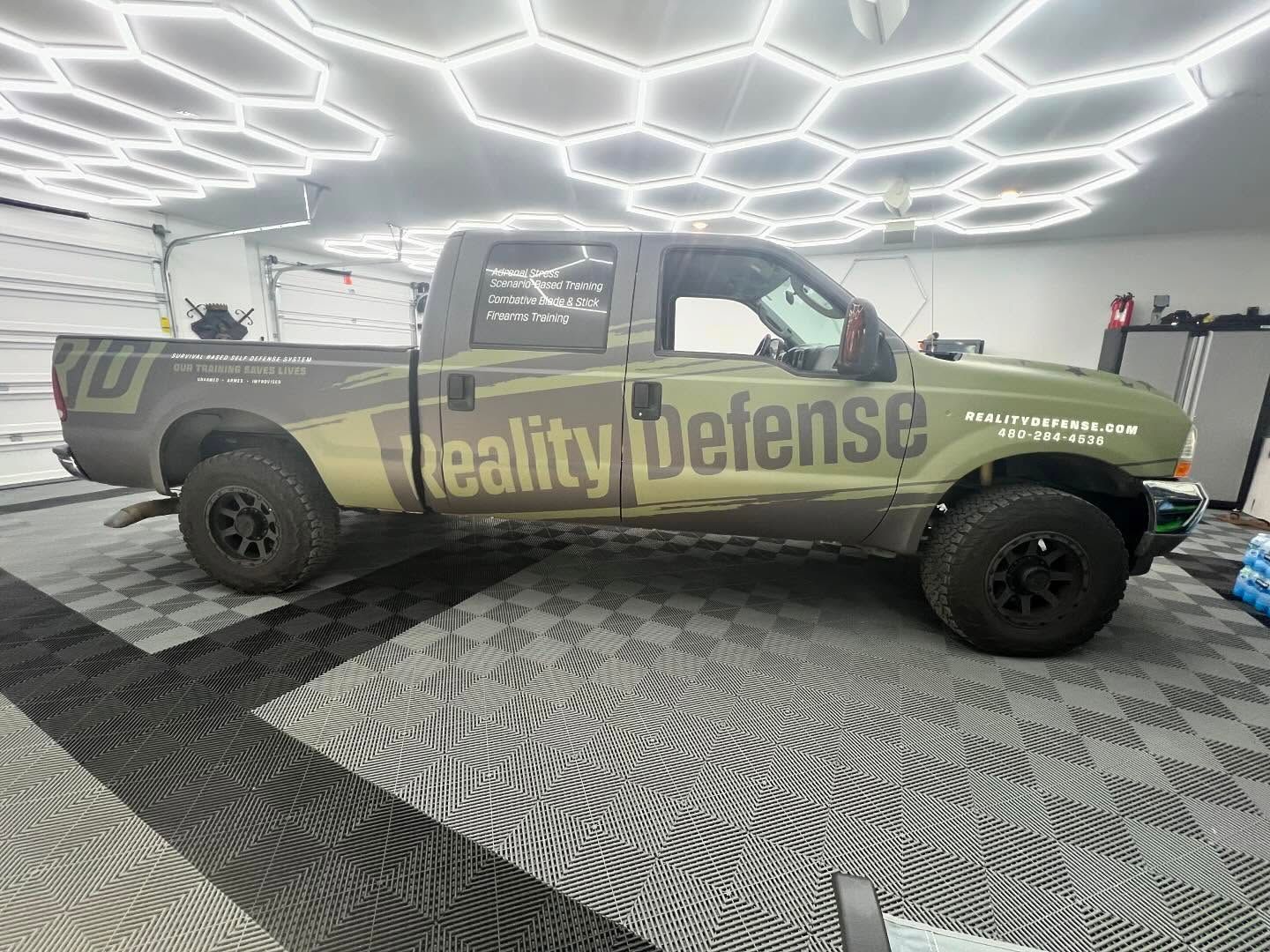 Green and grey truck with 