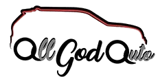 Logo for All God Auto, featuring a car outline above the words in a script font.