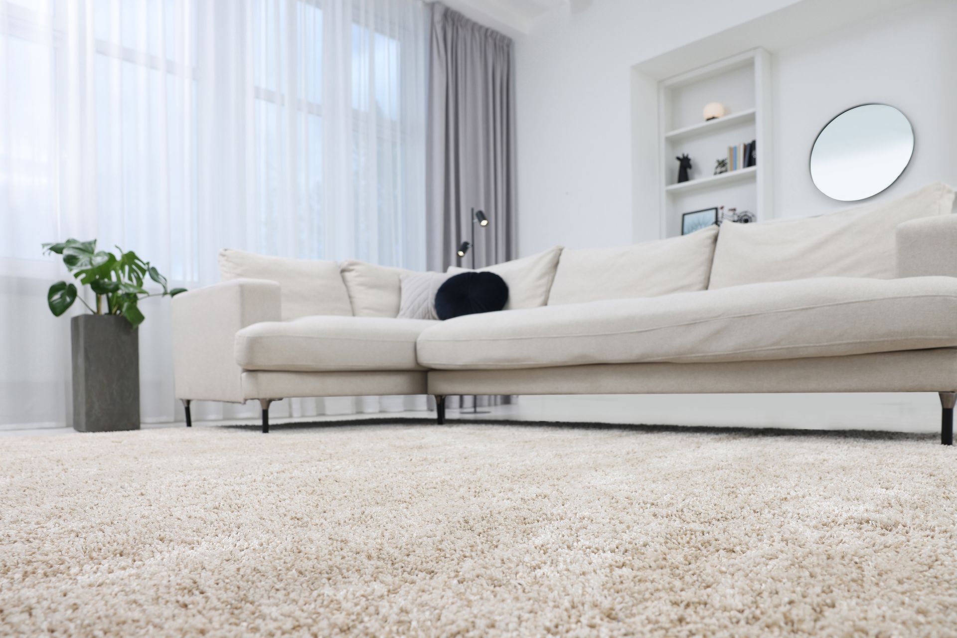 Living Room With White Rug